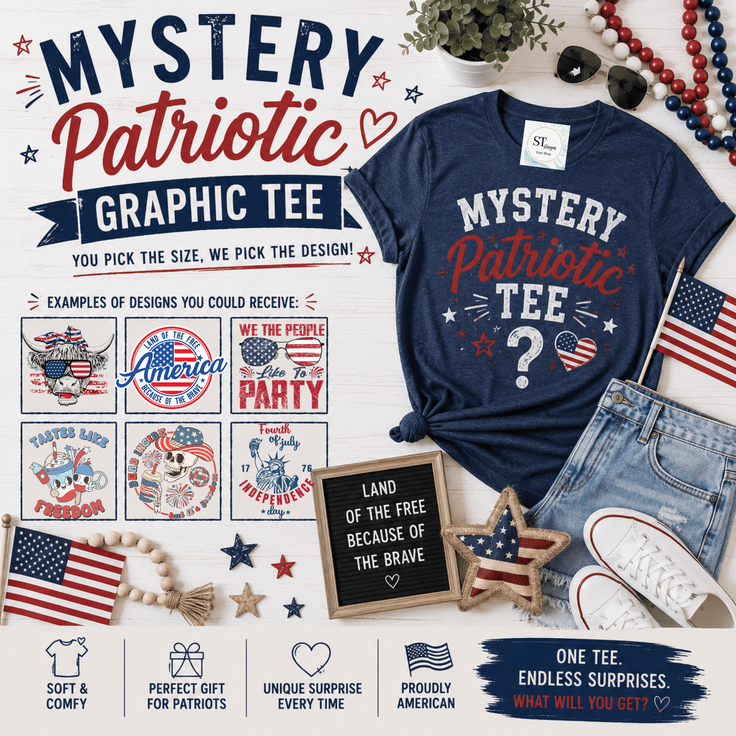 Mystery Patriotic Graphic Tee